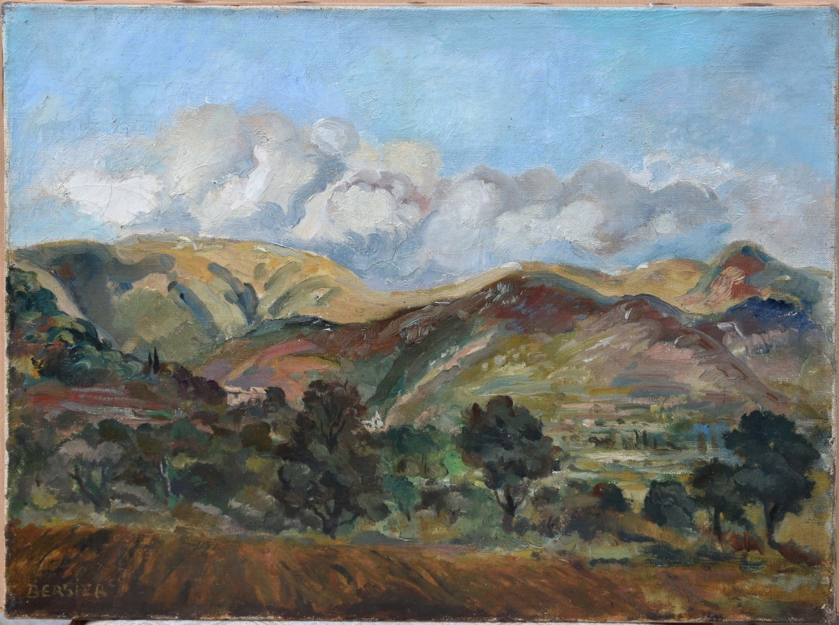 Jean-Eugène BERSIER "Paysage vallonné"  huile sur toile 33x41